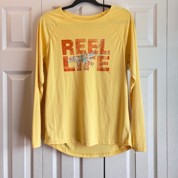 Reel Life Sun Ray Defender Women's Long Sleeve Pale Yellow SZ L Shirt Top - Picture 1 of 7